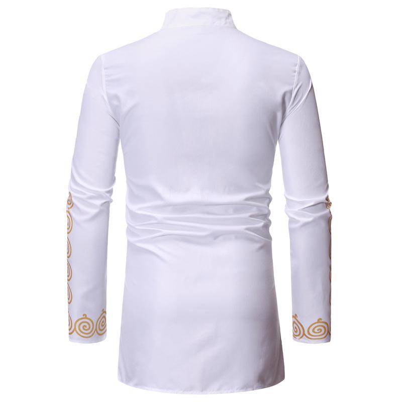 Men's Shirt - Autumn/Winter Casual Stand Collar, Hot Stamping, Medium Long Style (CG9)
