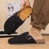 Baotou Slippers Summer New Fashion High-end Leather Surface Half Support Couple Beach Sandals Boken Cool Slippers
