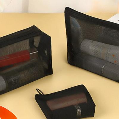 3 Stück Mesh Klare Kosmetiktaschen Klein Groß Schwarz Make-up Tasche Tragbar Reise Toilettenartikel Organizer Etui Lippenstift Aufbewahrungsbeutel