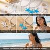 Boho Resin Starfish Necklace Earrings Set for Women Summer Beach Vacation Glitter Sea Star Choker Ocean Jewelry Accessories