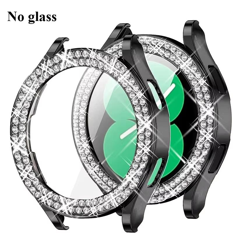 

Bling Diamond Case for Samsung Galaxy Watch 7 6 5 4 PC Protective Case 40mm 44mm Screen Protector bumper Transparent Cover For Galaxy Watch4 44 чорний