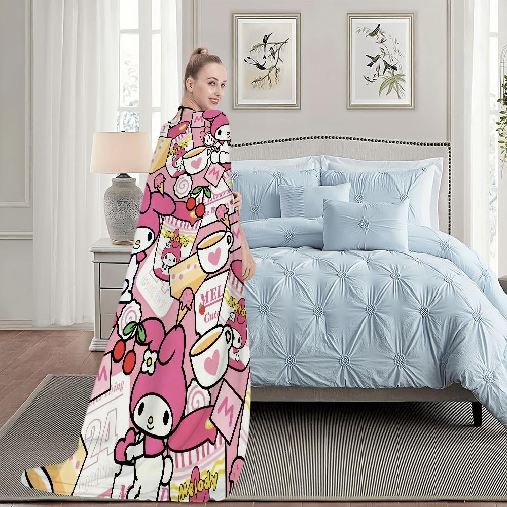 Cute cartoon My M-Melody Blanket For Soft Throw Blanket for Picnic Bed Sofa Home Bedroom Cozy Warm Comfortable