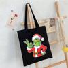 Christmas Printed Shoulder Bag Student Casual Handbag Large Capacity Canvas Bag