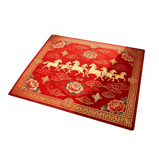 New Year Horse Doormat 2026 Year of The Horse Floor Mat Red Chinese Style Absorbent Anti-Slip Rug for Home Entrance Kitchen Spring Festival Decor