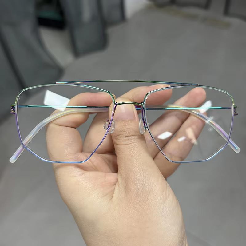 Denmark Men Double Beam Glasses Frame EDWIN Fashion Square Titanium Ultralight Eyeglasses Women Screwless Business Retro Eyewear