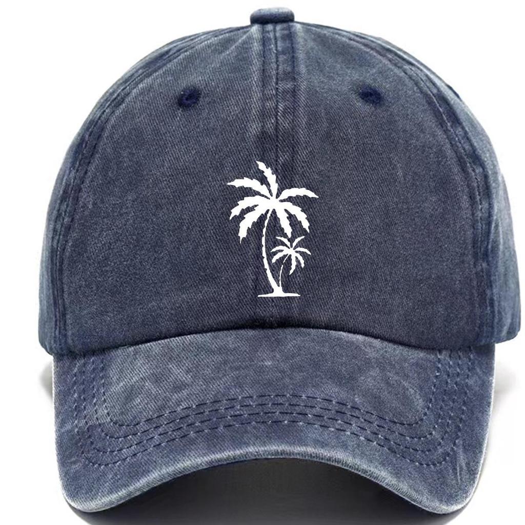 Men's Retro Distressed Washed Cotton Baseball Cap - Soft Top Duckbill Hat with Print