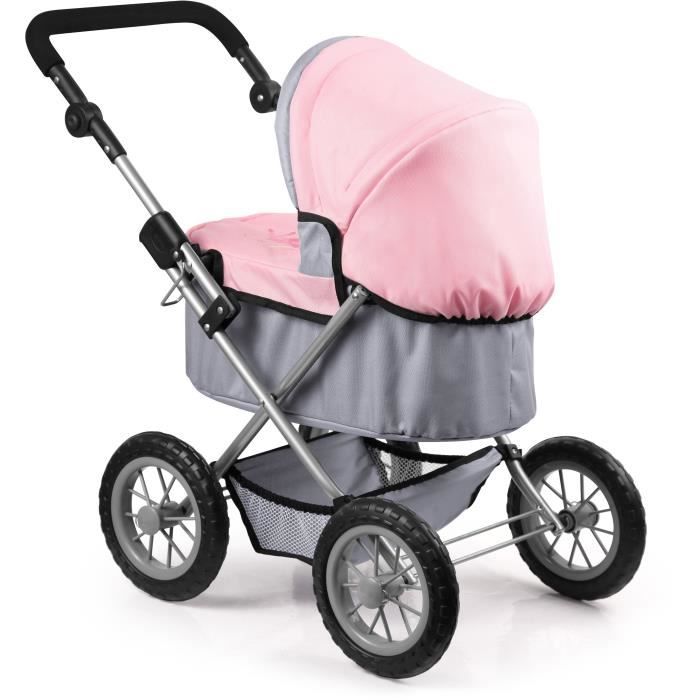 Carrinho de boneca Trendy - BAYER - Cinza e Rosa - Ajustável - Para bonecas até 46 cm