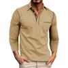 Autumn and winter cross-border men's long-sleeved t-shirt men's Henry shirt color matching t-shirt top