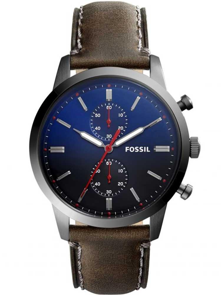 

FOSSIL fs5378 Townsman Townsman Navy Brown Leather Analog Chronograph Watch [Fossil] Мужские [Товар]