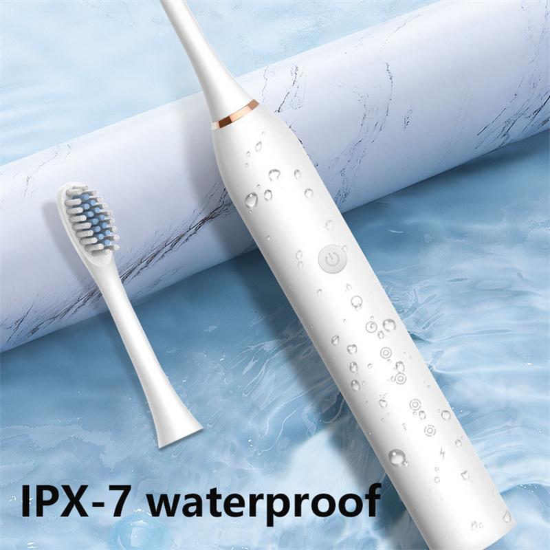 USB Rechargeable 6-speed Adjustable Electric Toothbrush Sonic Vibration Toothbrush Head Deep Clean Electric Toothbrush with 4 Brush Heads