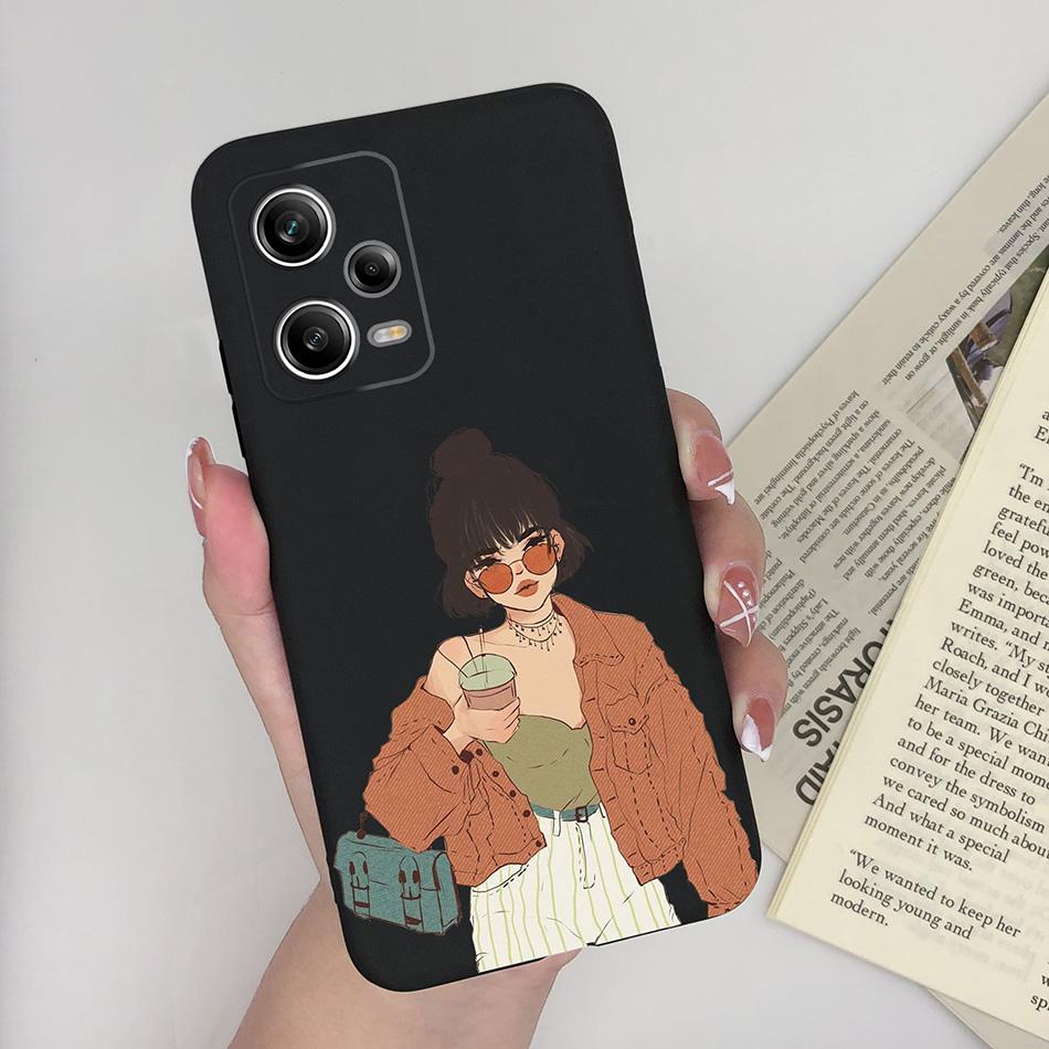 For Xiaomi Redmi Note 12 Pro+ Plus 5G Phone Case Love Heart Girl Silicone Matte Shockproof Cover For Redmi 12Pro + Funda Bumper