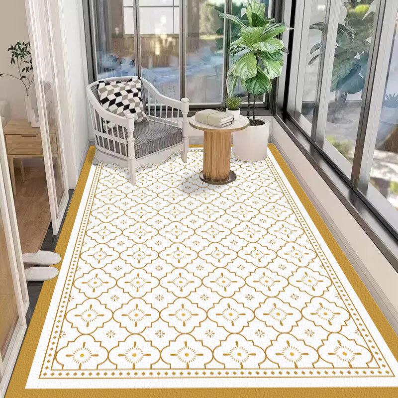 Waterproof and UV-resistant balcony floor mat, full-coverage bay window mat, scrub-friendly entrance carpet, wash-free PVC mat.