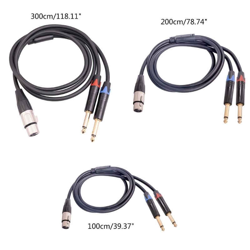 XLR Female to Dual 1/4 inch Y Splitter Cable,Female XLR to Double 6.35mm Mono TS Plug Mic Audio Converter Adapter Cord