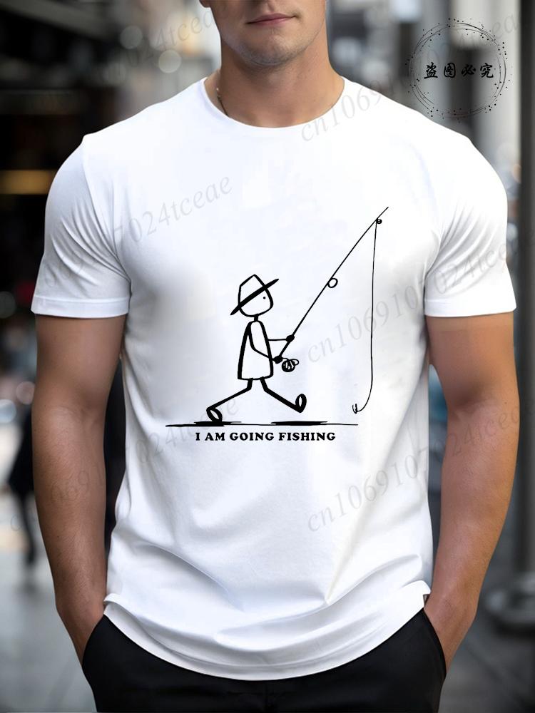 Mens Mens Going Fishing Graphic Casual T Shirt Summer Printed TShirt Soft Round Neck Short Sleeve Tee Shirts Unisex Harajuku