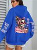 Felpa con Cappuccio da Donna Stampa Teschio Caffè Divertente Vestibilità Larga Pullover da Jogging Pile Autunno Abbigliamento Sportivo Felpa Casual