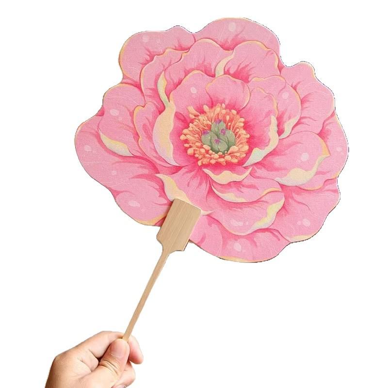 Vintage Court-Style Peony Hairpin Fan: Round Retro Flower Design for Ladies' Dance Craft
