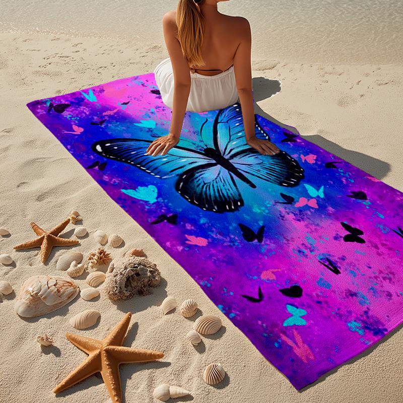 Purple Butterfly Dreams Beach Towel, Super Soft Microfiber, Gift for Her/Him, Birthday, for Pool, Beach, Travel, Home Decor Fan gifts