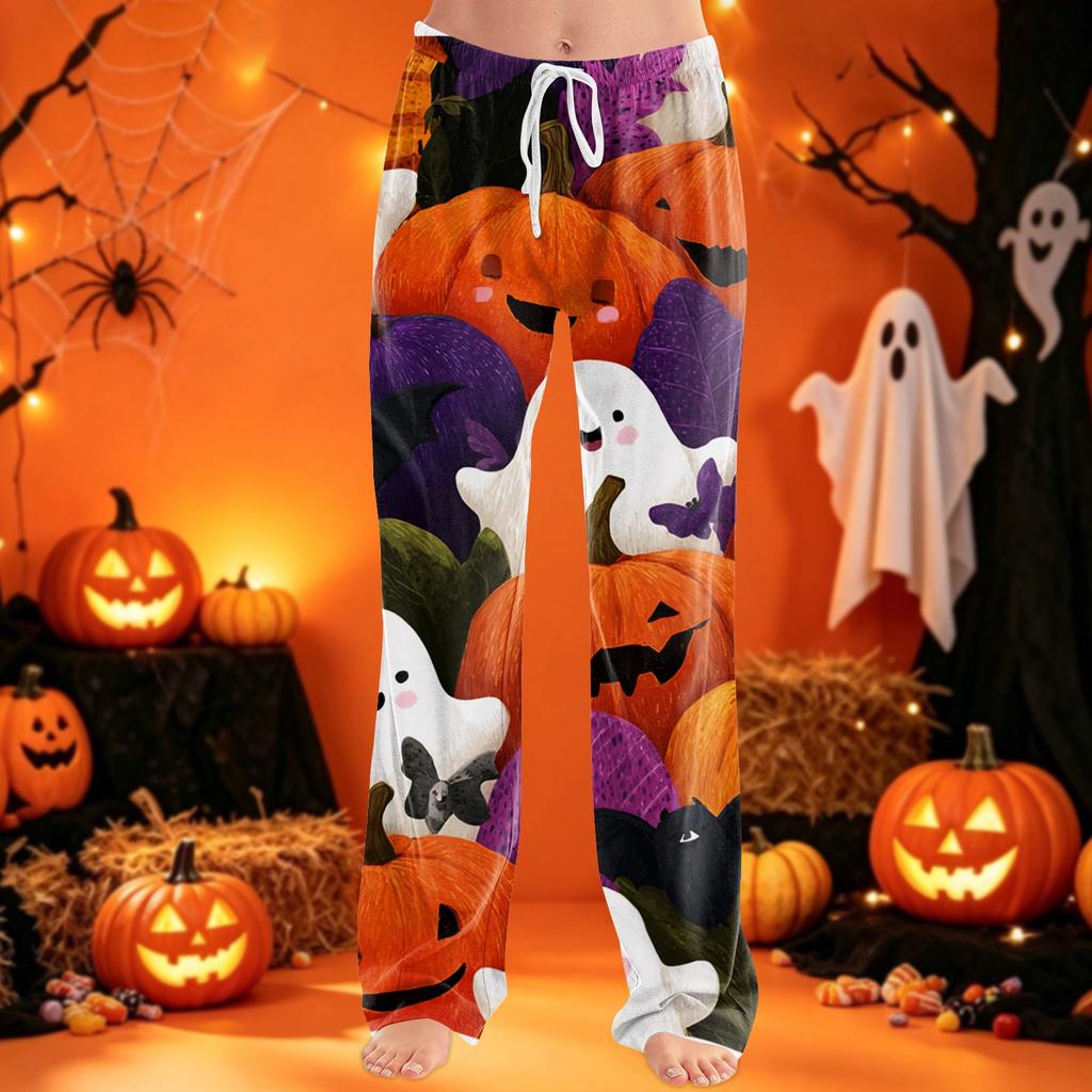 Women's Pajama Pants with Drawstring Halloween Print Relaxed Fit for Casual