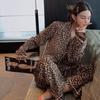 Ladies Fashion Leopard Print Pajamas Comfortable Spring Long Sleeved States Sexy Pajamas Home Wear Suit Soft