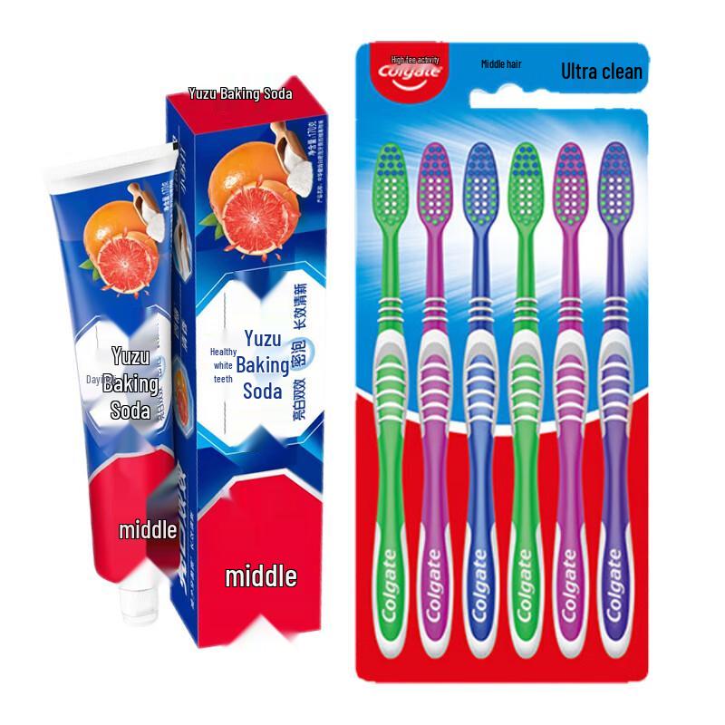 

Colgate Super Clean Toothbrush 6-Pack with Healthy White Grapefruit Mint Toothpaste