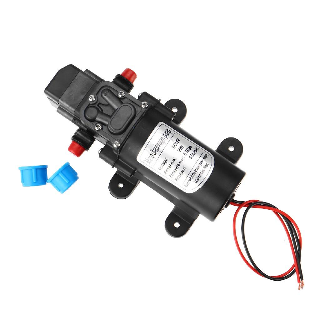 Dc 12V 80W Micro Electric Diaphragm Water Pump Automatic Switch 5.5L / min High Pressure Car Wash Water Pump  0.9Mpa