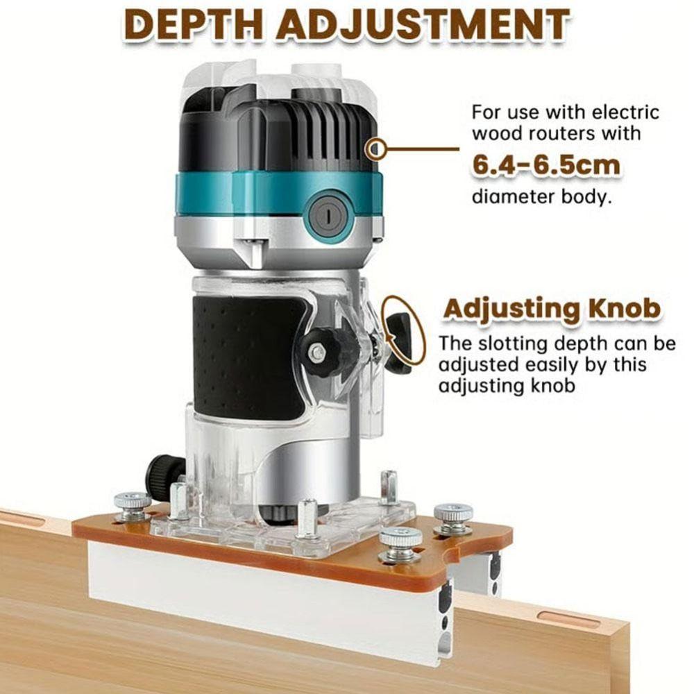 Adjustable Router Slotting Locator Woodworking Slotting Bracket 2 in 1 Router Base Furniture