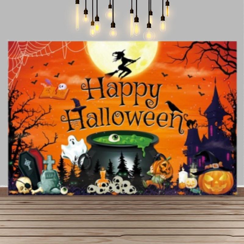 Castle Party Halloween Pumpkin Ghost Background Cloth Banner Photography Props