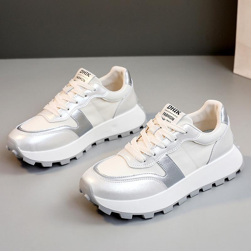 

G6832 Новые белые туфли, женские весенне-летние туфли для папы на толстой подошве с завышенной подошвой, женские туфли для доски, износостойкие, дышащие с круглой головкой 35