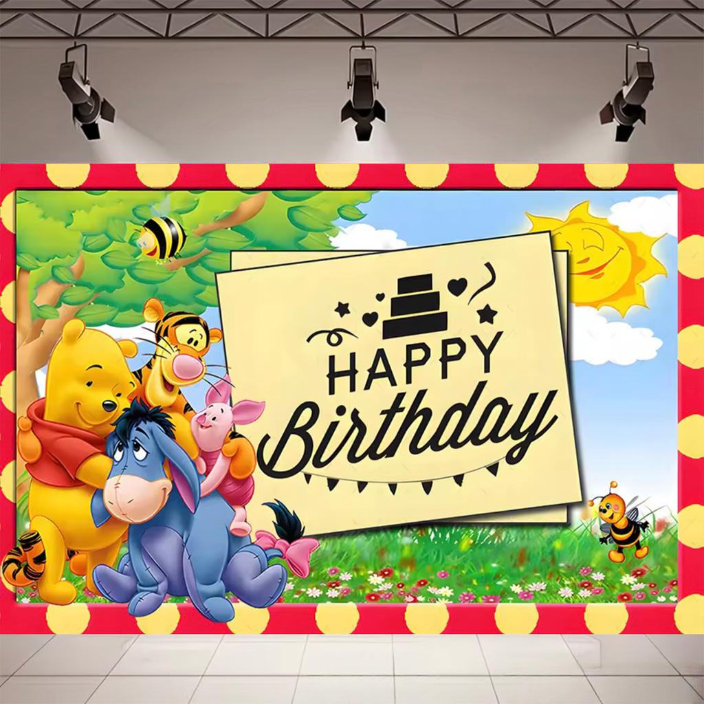 Winnie the Pooh welcome backdrop, cute bear, bee, for children, newborn, baby shower, photography, gift99