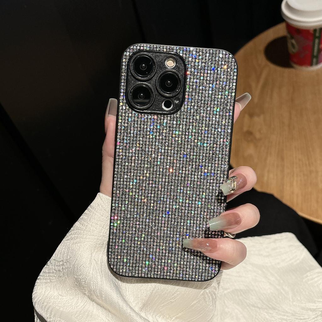 Luxury Bling Glitter Sequin Grid Pattern Soft Case For iPhone 18 17 16 15 14 13 12 11 Pro Max Plus 16E 17air Bumper Frame Cover