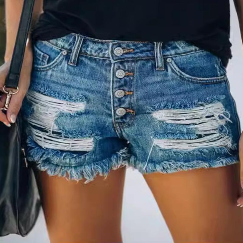 

GMXIA Модный тренд Летние рваные джинсовые шорты с бахромой Женские шорты S темно-синий