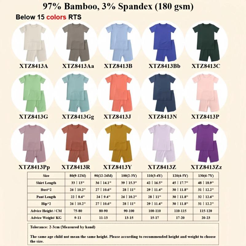Bamboo Fiber Kids Boys Girls Clothes Set Breathable Pajamas Short Sleeve Top+Shorts Baby Loungewear Children's Sleepwear