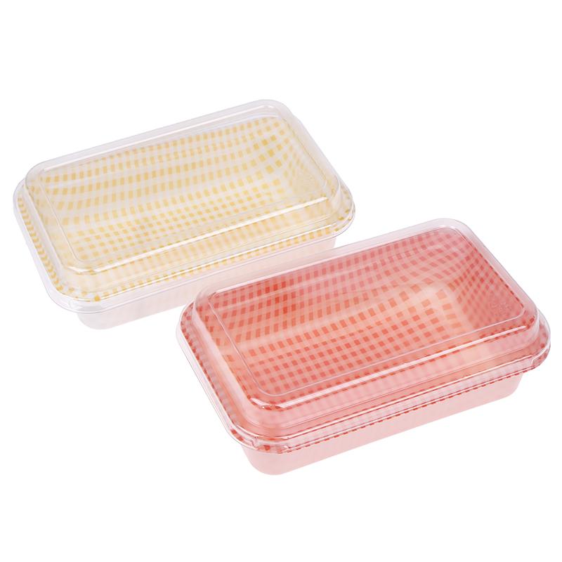 10Pcs Plaid Disposable Rectangular Plastic Packing Box With Lid Cream Cake Sale Package Box Picnic Bento Sushi Bread Containers