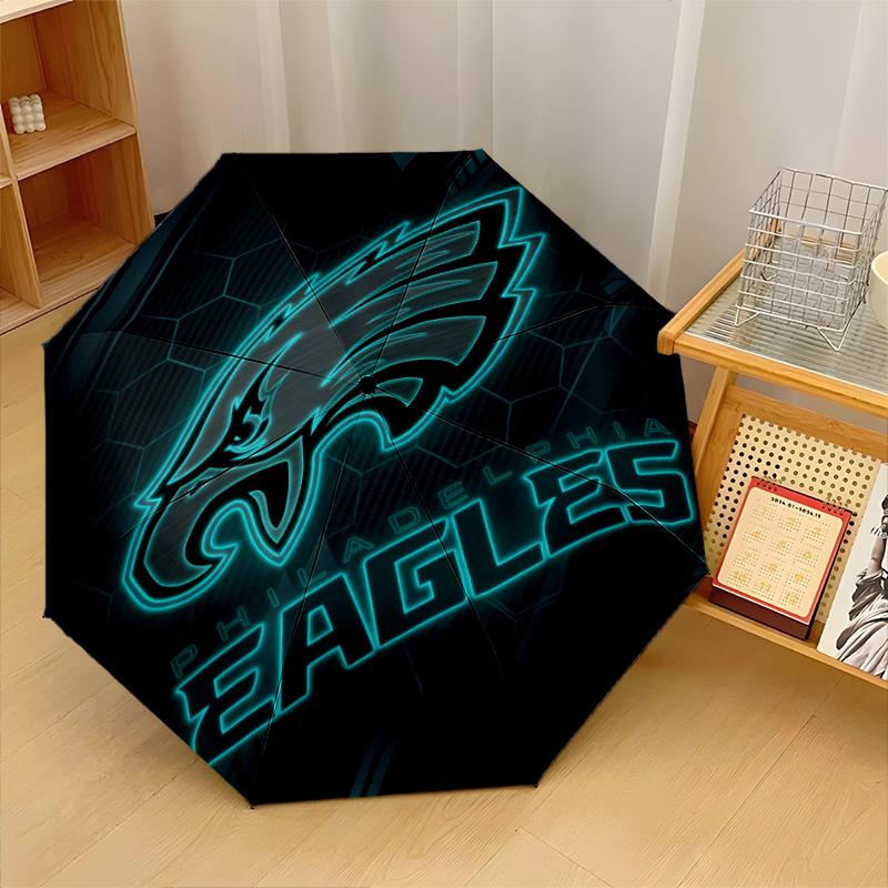 Philadelphia Eagles Print Auto 8?Ribs Folding Umbrella Wind Resistant Lightweight Automatic Umbrella For Daily Travel