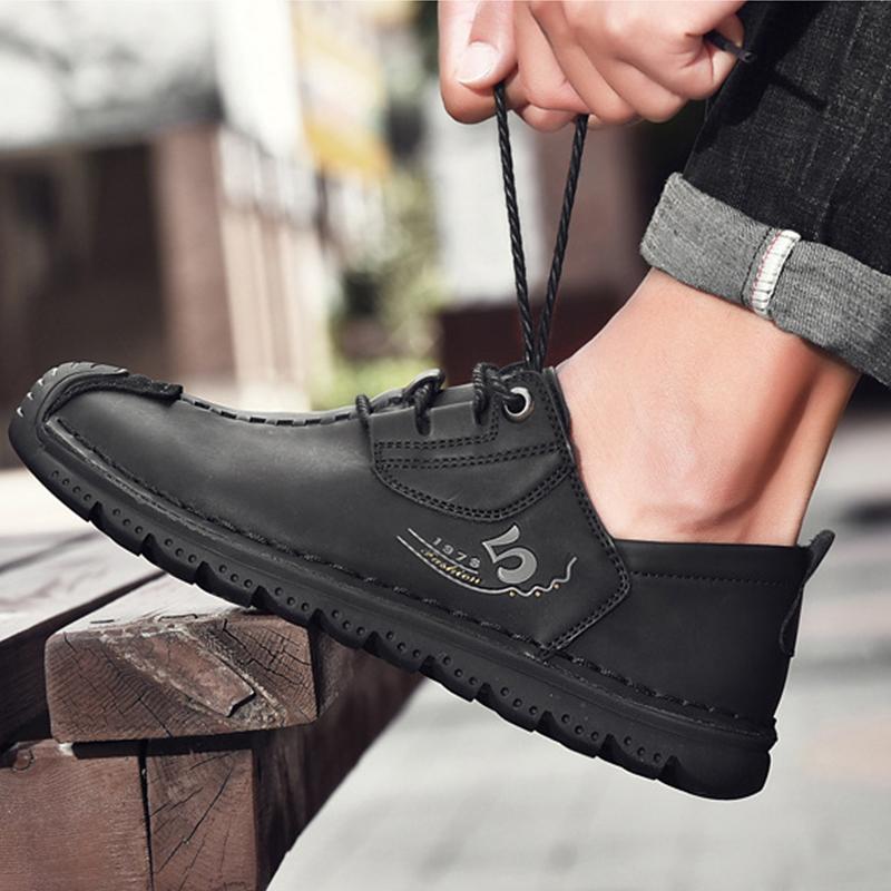 38-48 Large Size Leather Shoes Men's Microfiber Leather Soft Bottom Winter Men's Shoes Business Casual Leather Shoes