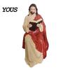 Christian Home Decor Jesus and Virgin Mary Reading Bookshelf Figurines, Religious Sitter Statues, Bible Room Accents Resin Shelf Decor, Catholic