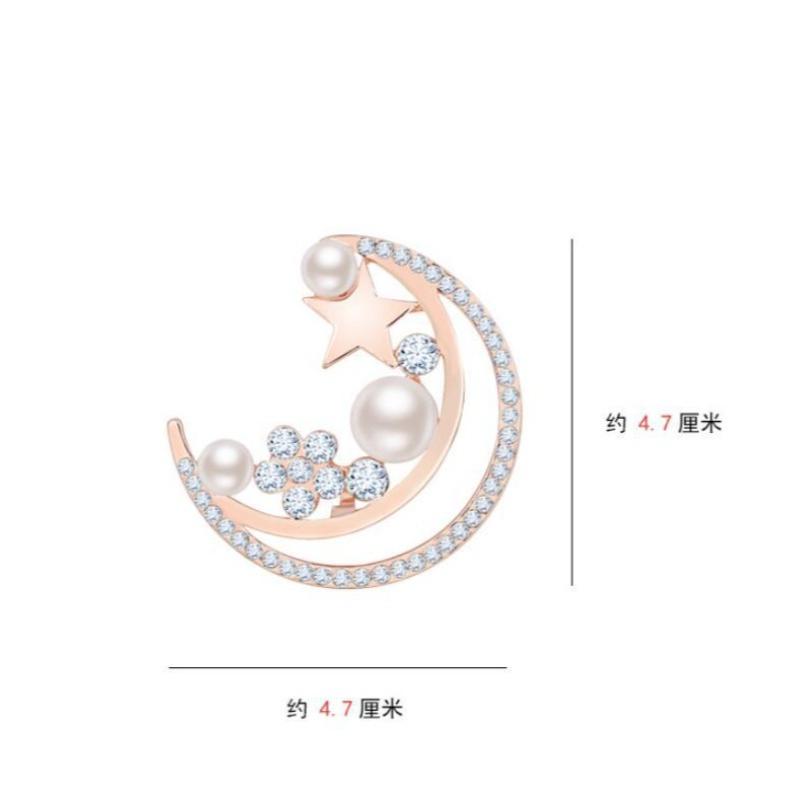Fashion Pearl Moon Star Brooch for Women Men Fashion Rhinestone Brooches Pins Jewelry Accessories Party Gifts