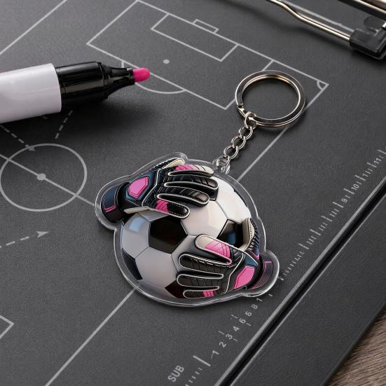 Schlüsselanhänger Anhänger, Fußball Torwart Handschuhe Ball Design Schlüsselanhänger, Schlüsselhalter Realistisches Sport Zubehör für Fans Rucksack