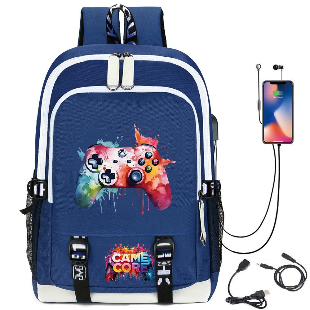Digital Printing Gamepad Pattern Backpack Cartoon Elementary School Bag Large Capacity Usb Backpack