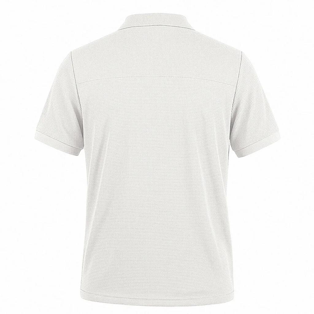 Men's Breathable Waffle Knit Polo Shirt Short Sleeve Button Placket Chest Pocket Loose Fit Summer Tops