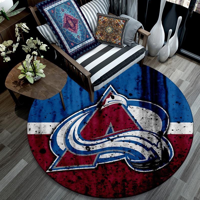 Colorado Avalanche2 Round Area Rug,Carpet Rug for Living Room Bedroom Sofa Playroom Decor,Non-slip Floor Mat
