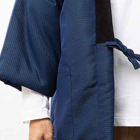 Watanosato Cotton Hanten Jacket with a Tortoiseshell Symbolizing Large Gray Men's Pattern, Longevity, (LL) Size,
