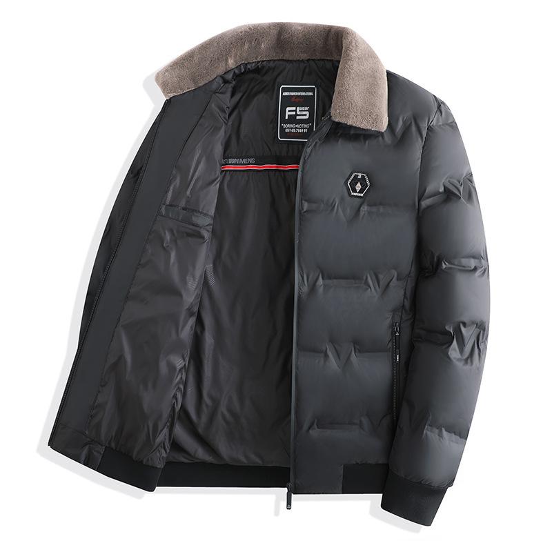 Fashionable Wool Collar Men's Cotton Jacket Winter Jacket Thickened Short Warm Cotton Jacket Lapel Cotton Jacket Casual