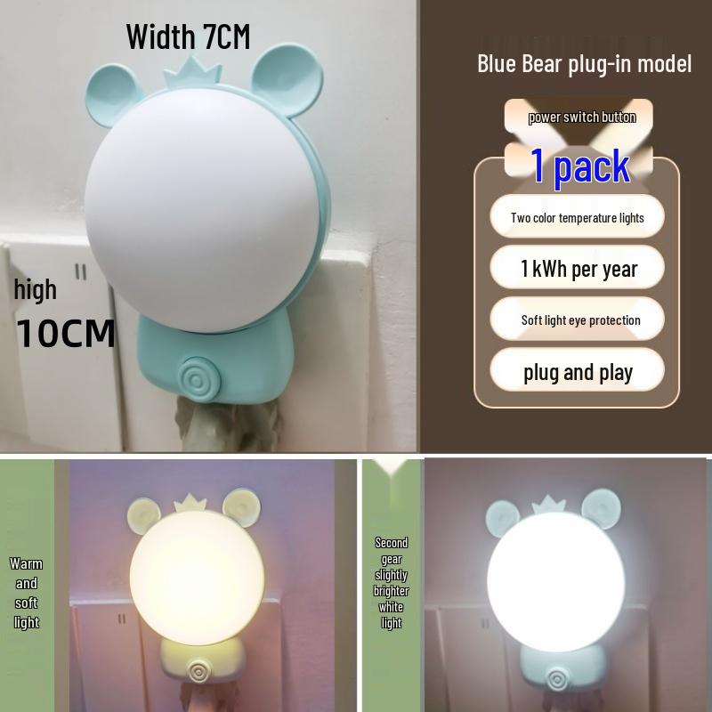 Indoor LED Night Light: Plug-In Bedside Lamp for Nighttime Use, Eye Protection, Energy-Saving, Ideal for Bedrooms and Night Feeds.