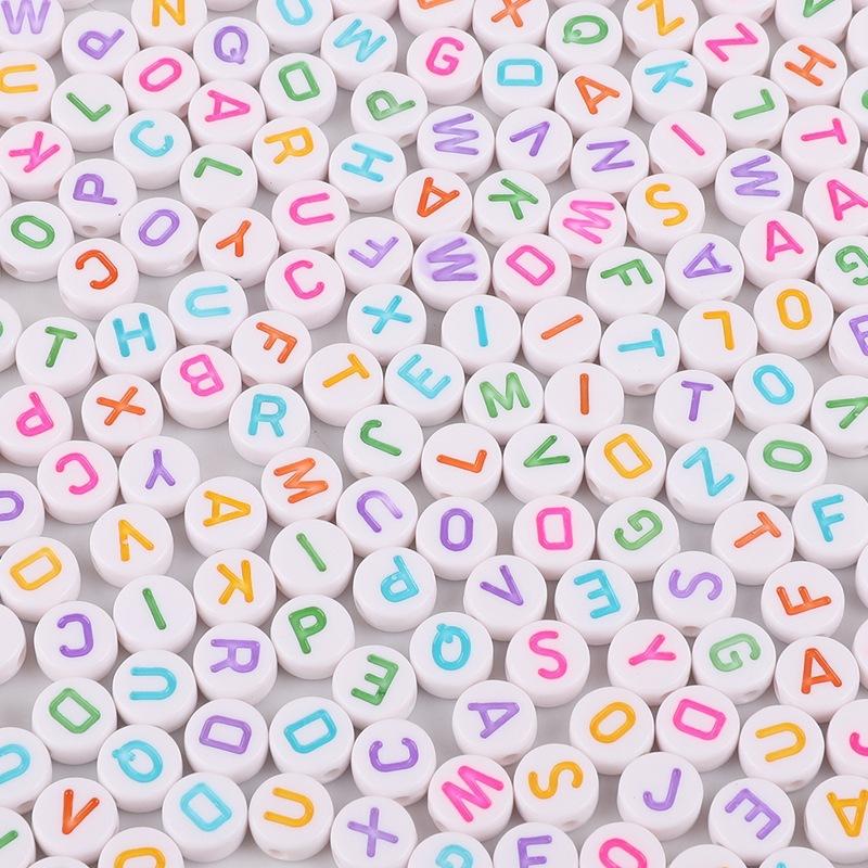 4 * 7Mm Acrylic Letter Bead Flat Bead Handmade Diy Children'S Early Education Beaded Jewelry Accessories Bracelet
