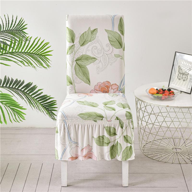 

Milk Silk Ruffle Hem Chair Cover Floral Pattern Dustproof Seat Cover Soft High Aesthetic 360° Full Coverage Fit Seat Protector 1 pc