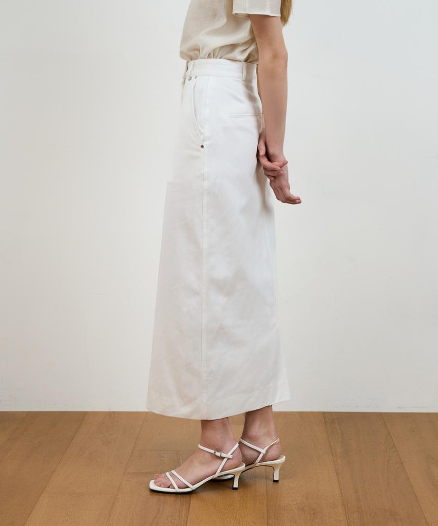 Dehebe Minimal Cotton Long Skirt [Ivory]