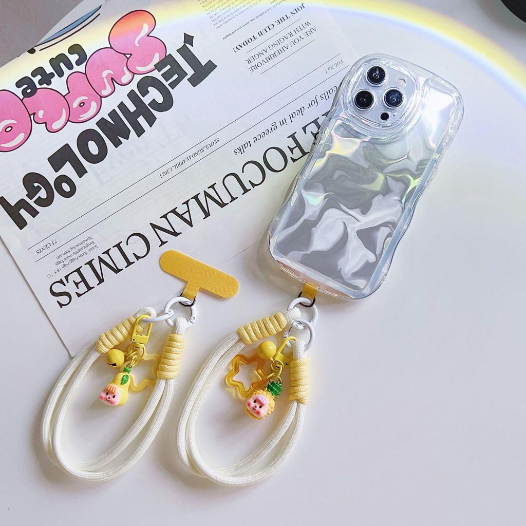 Colorful Candy Style Lanyard Phone Case with Dopamine Wrist Strap - Creative Cartoon Design