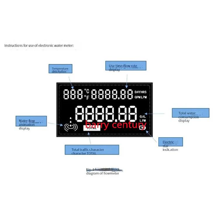 Digital Water Flow Sensor Meter Tester Flowmeter Totameter Temperature Time Record With G1/2 Flow Sensor