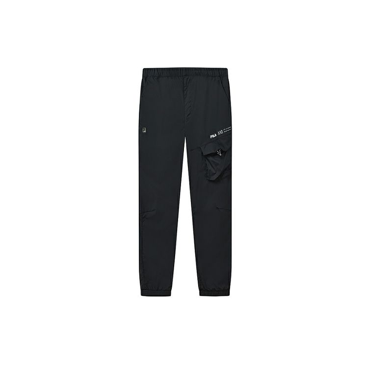 FILA SS22 Solid Color Brand Logo Woven Sports Long Pants Men pants Black A11M221813FBK M